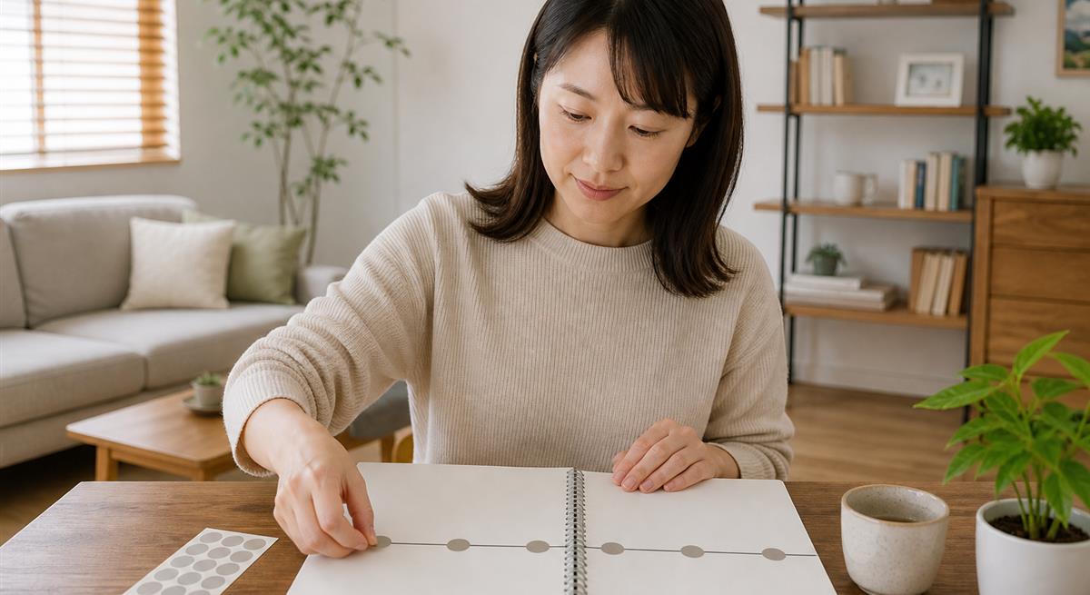 連絡の基準日を時系列で並べる女性