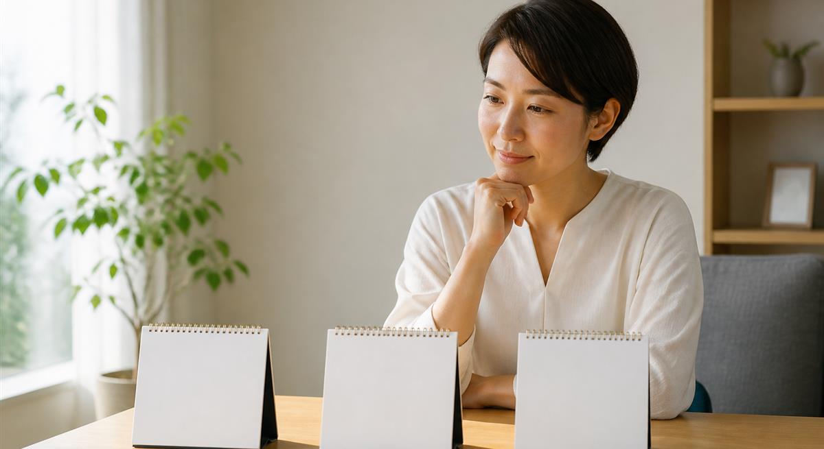 三段階の待つ期間を考える女性