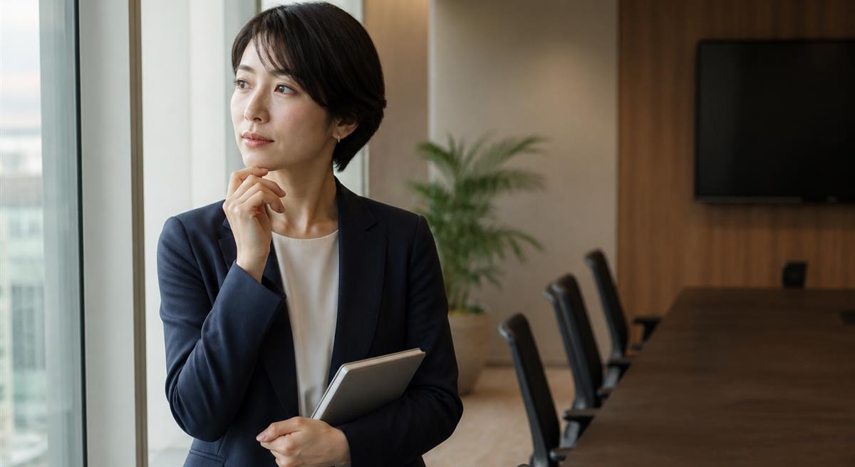 面談後の言葉を冷静に振り返る女性