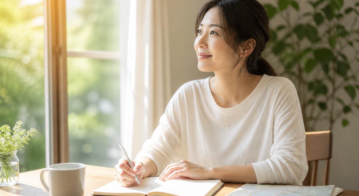 朝の予定を立てて生活を取り戻す女性