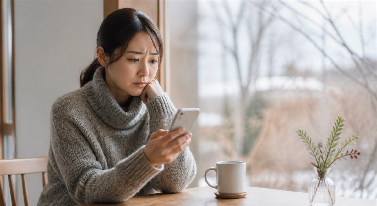 年末前に減った連絡を気にする日本人女性