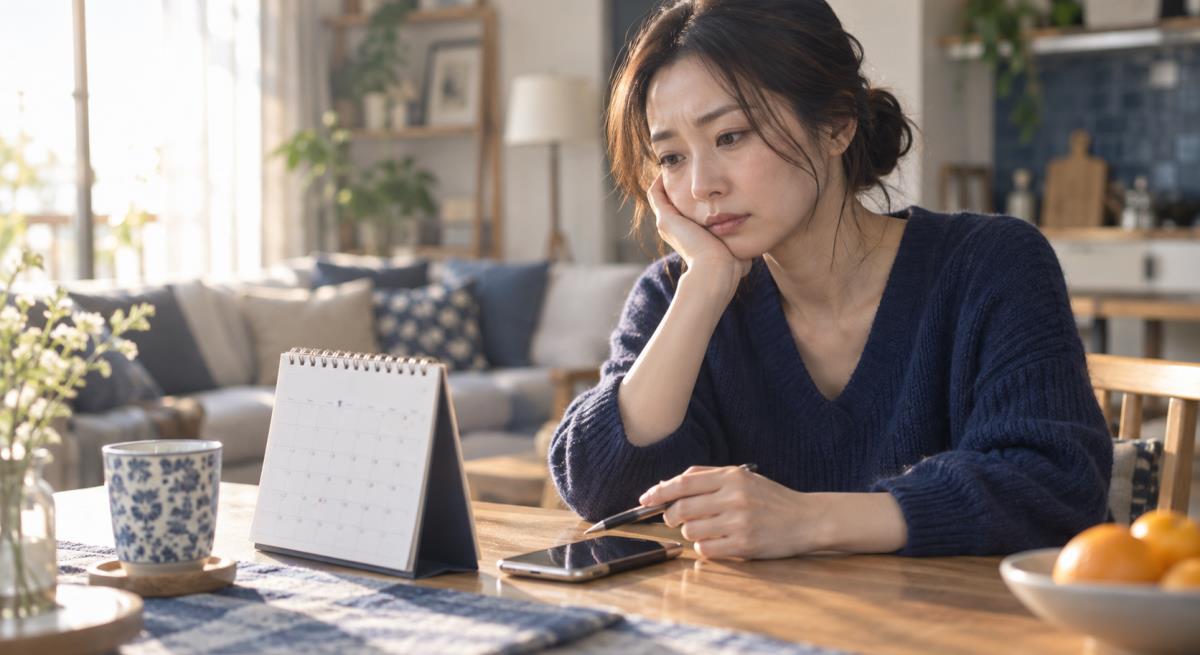彼女持ち男性が会う約束を先延ばしにするについて静かに考える30代の日本人女性