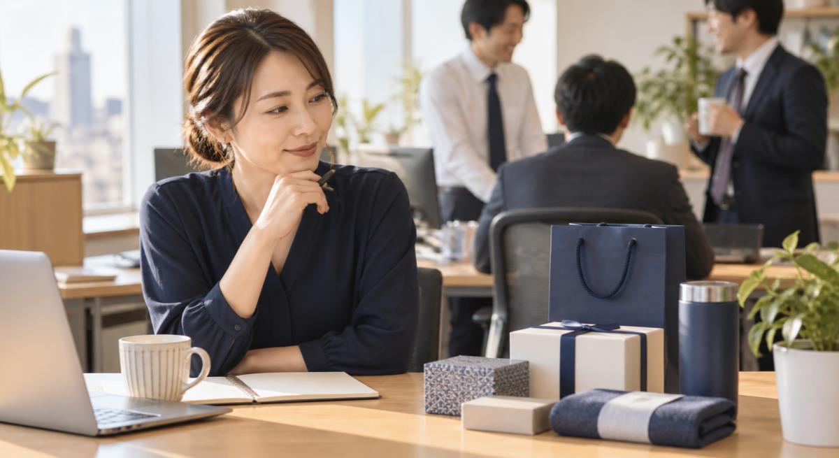 職場の既婚男性へお土産のお返しを選ぶについて静かに考える30代の日本人女性