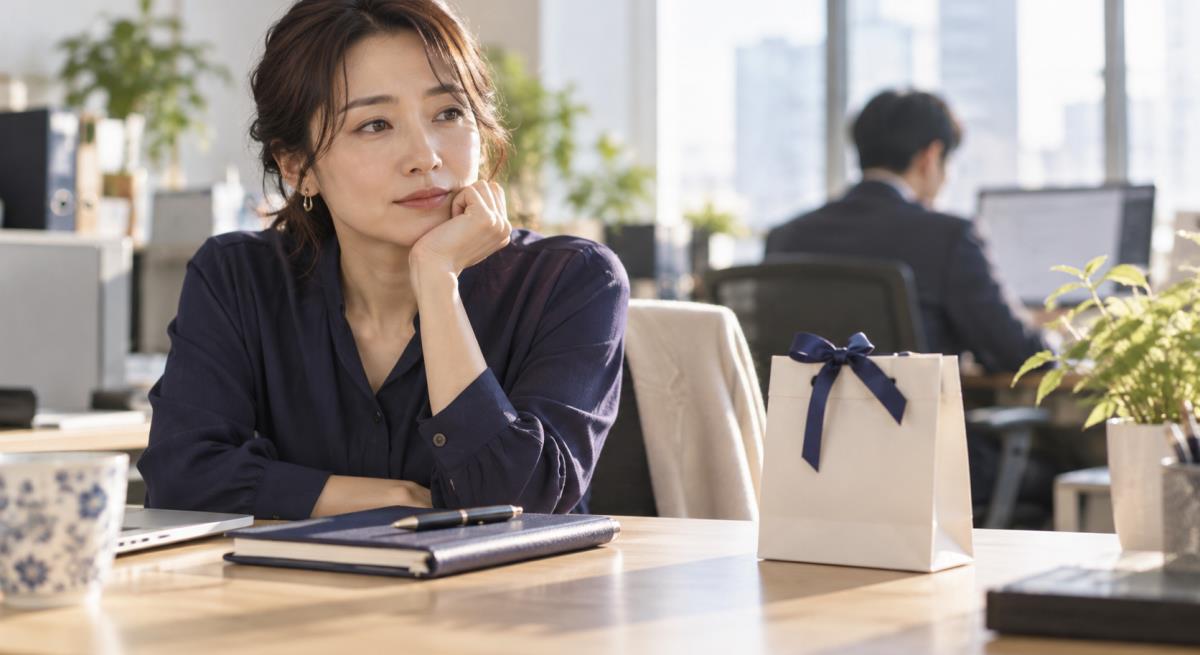 職場の既婚男性から差し入れのお返しがないについて静かに考える30代の日本人女性