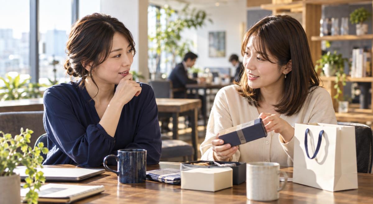 職場の既婚男性へお土産のお返しを選ぶについて静かに考える30代の日本人女性