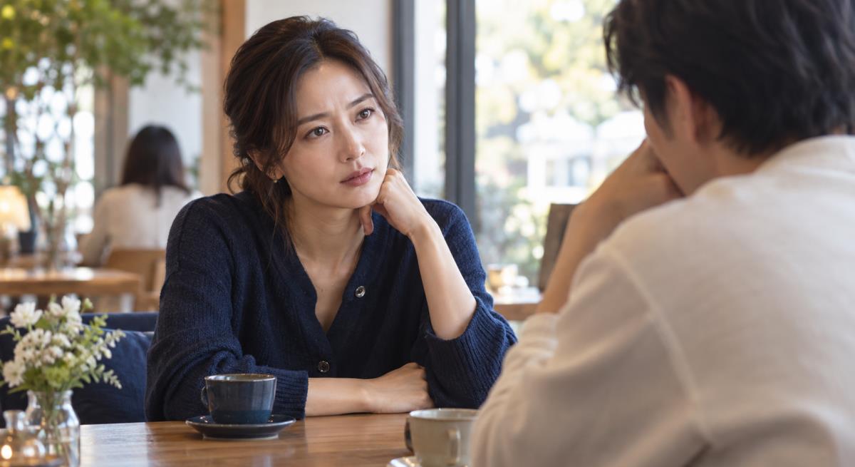 曖昧な関係で他の女性がいると感じるについて静かに考える30代の日本人女性