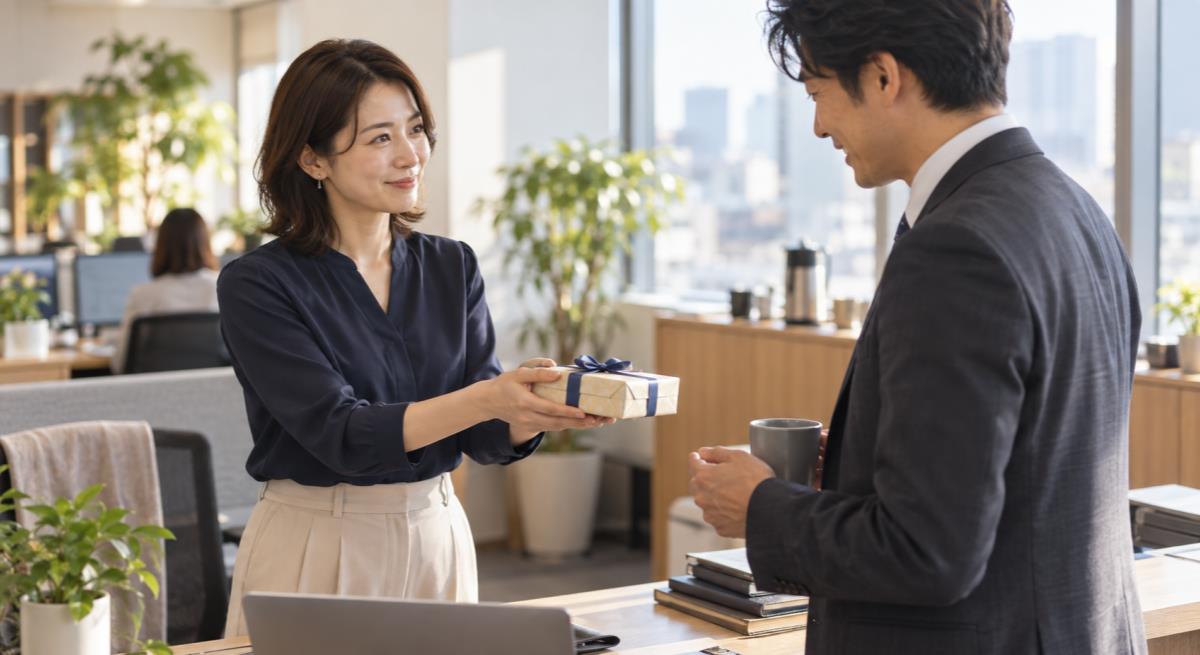 職場の既婚男性へお土産のお返しを選ぶについて静かに考える30代の日本人女性