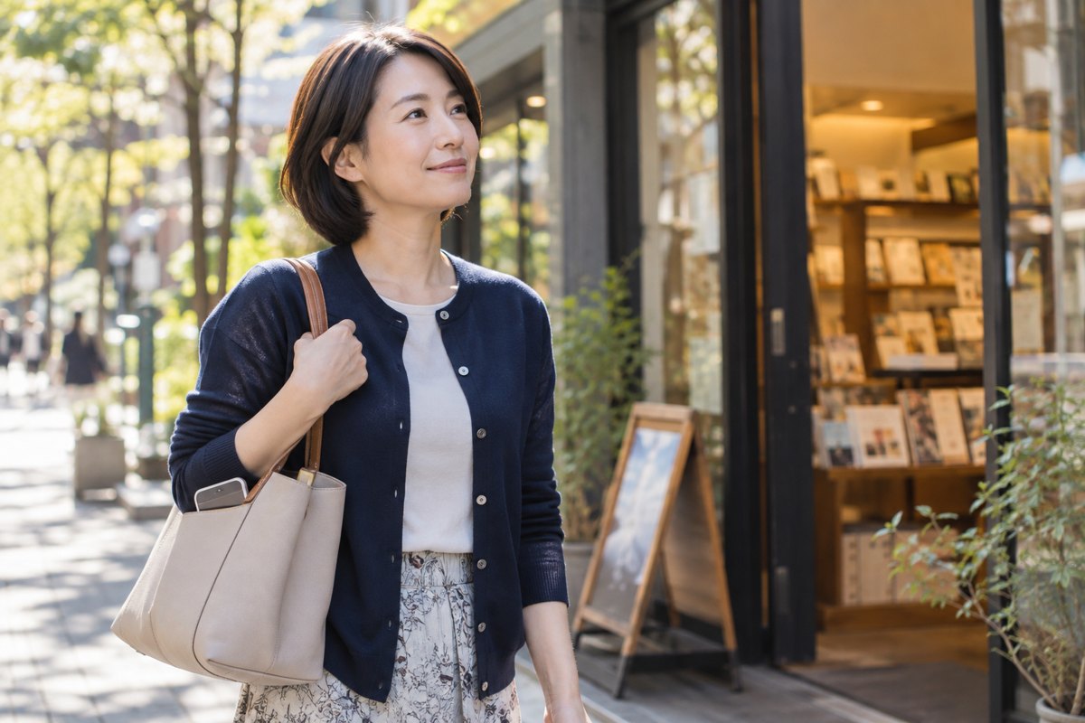 自分の外出を楽しむ女性