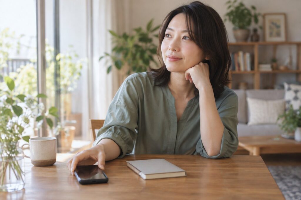 スマホから離れて気持ちを考える女性