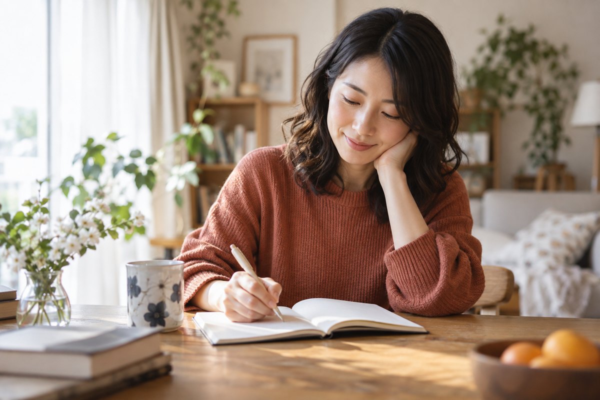 友達の懸念をノートで整理する女性