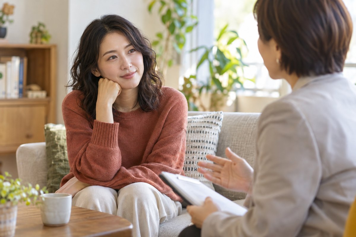 別の相談相手に気持ちを話す女性