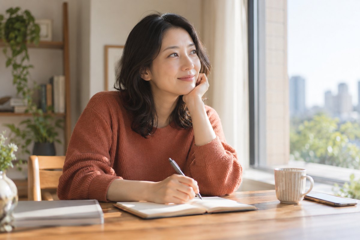 自分の判断を落ち着いて考える女性