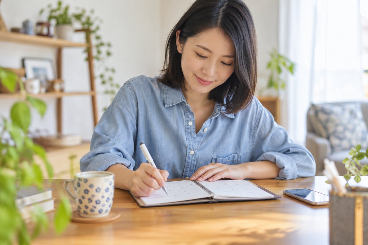 自分の休日の予定を立てる女性