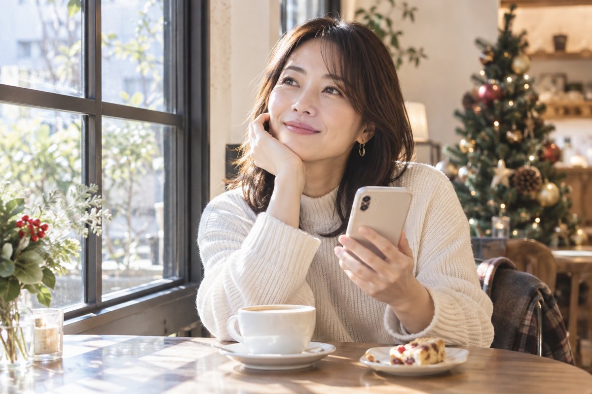 クリスマスの予定について考える女性
