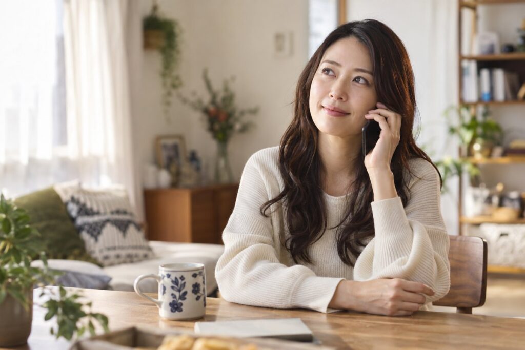 質問の少ないLINEを考える女性