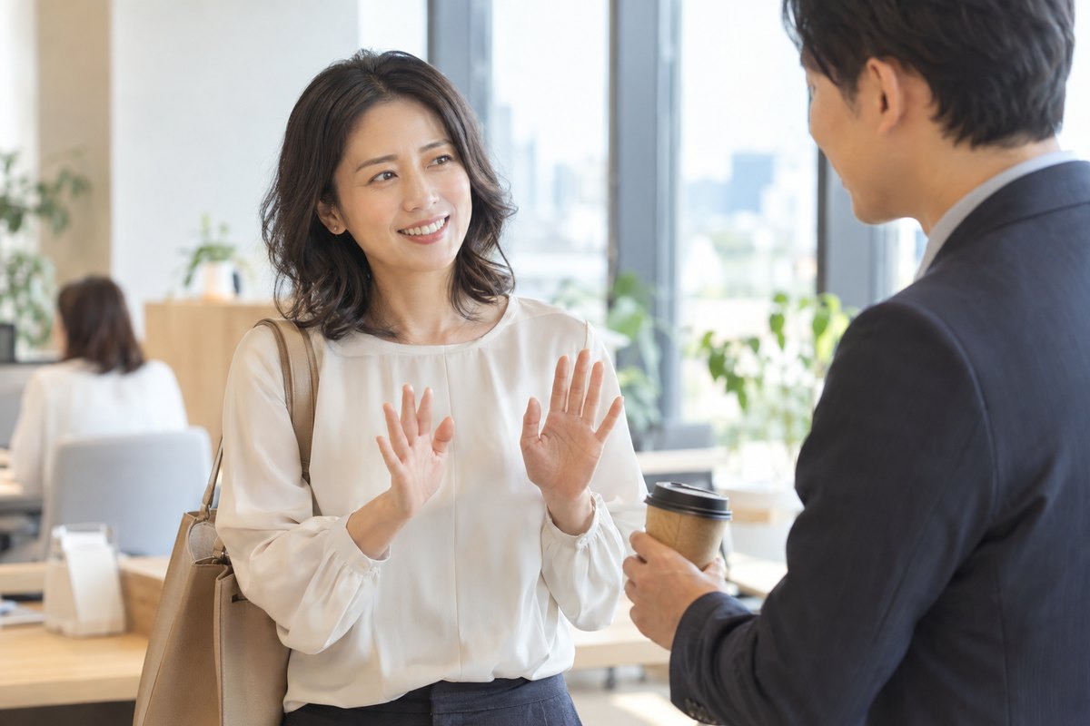男性の同僚へ食事を丁寧に断る女性