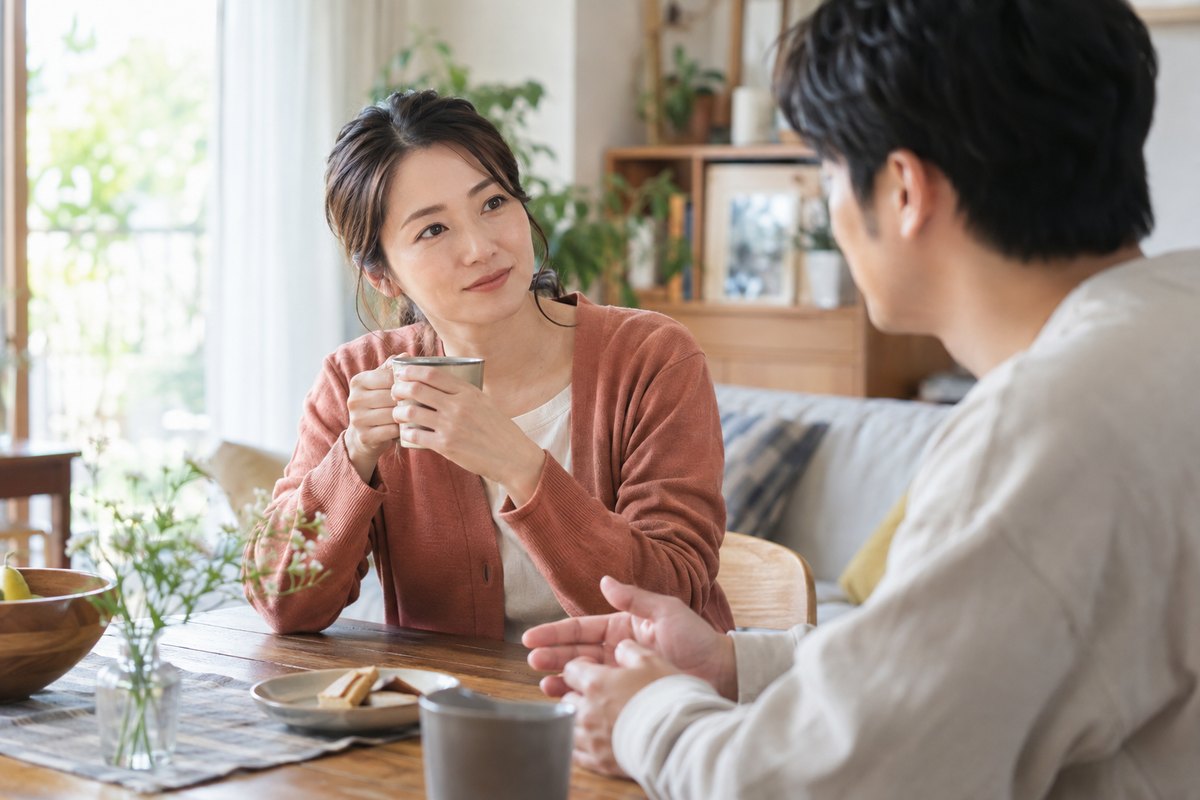 男性へ二人の関係について話す女性
