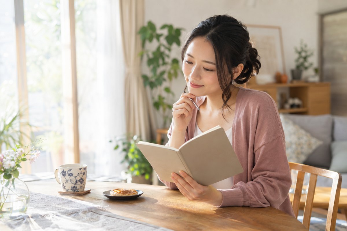 普段の交流をノートに書き出す女性