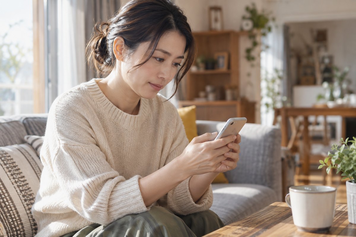 短い謝罪の連絡を考える女性