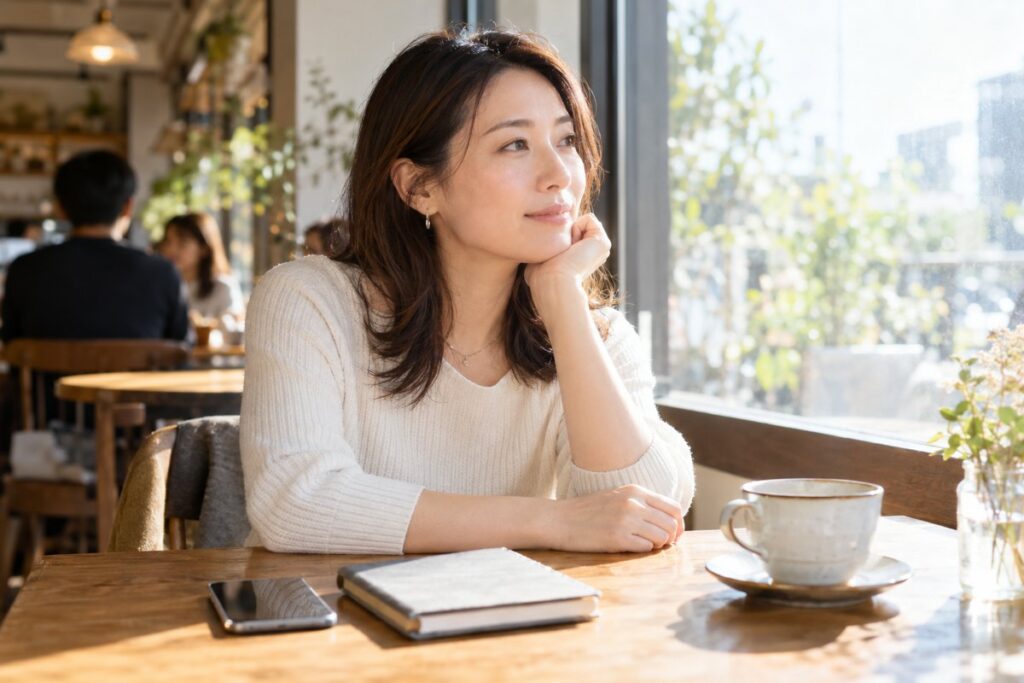 相手の結婚を知り考えを整理する女性