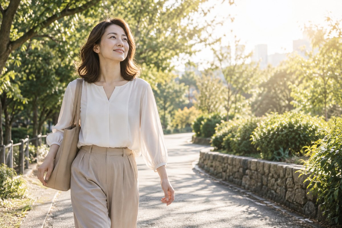 公園で自分の時間を過ごす女性
